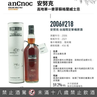 安努克雪莉單桶原酒 2006#218